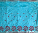 Over the ocean - linen saree with Kutchwork embroidery