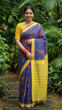 Vyjayanthi printed handwoven Mangalgiri light weight cotton saree with blouse - The Maggam Collective