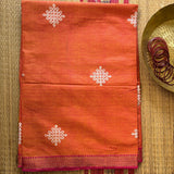 Stargazer handwoven cotton Mangalgiri with Nizam border and embroidered kolams - The Maggam Collective