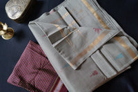Krishnaveni - handwoven Uppada cotton sari with jamdani inlays