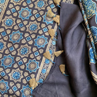 Nandana - hand block printed Ajrakh modal silk saree