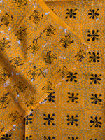 Yellow hand embroidered Kantha blouse fabric