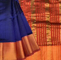 In the Navy - handwoven Mangalgiri silk sari
