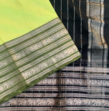 Spring returns - Handwoven silk cotton Mangalgiri saree with Kanchi border