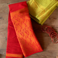 Paint it red - dip dyed Madurai Sungudi saree with long border