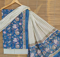 Cotton dress material, handblock printed - Sanganeri