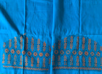 Cyan Kantha embroidered blouse fabric 0.9 metre