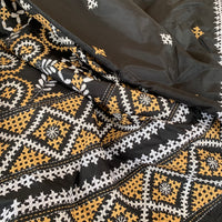 Black Dahlia - kutch hand embroidery on semi Bangalore silk