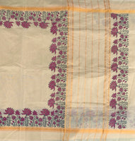 Pushkara - Tamarai hand block print on handwoven cotton sari