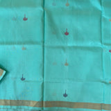 Mint green pure silk Uppada with Jamdani inlays