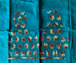 Teal Kantha embroidered blouse fabric 0.9 metre