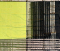 Spring returns - Handwoven silk cotton Mangalgiri saree with Kanchi border