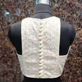 White Hakoba blouse - readymade blouse, sleeveless