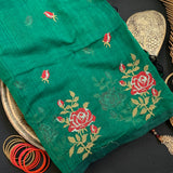 Paatala - cross stitch roses on handwoven Mangalgiri