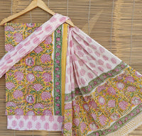 Cotton dress material, handblock printed - Sanganeri