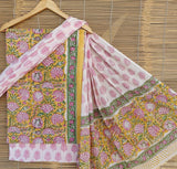 Cotton dress material, handblock printed - Sanganeri