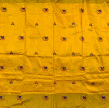 Yellow elephant - raw silk saree with embroidery