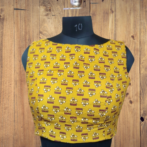 Designer yellow blouse with boat neck