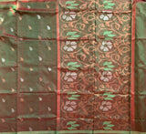Kanmani - Shot coloured green-coffee pure silk Uppada Jamdani