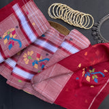 Red velvet cake - handwoven Chedi butta saree - The Maggam Collective