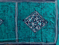 Ocean deeps - kantha embroidery on Batik cotton