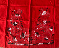 Red Kantha embroidered blouse fabric 0.85 metre