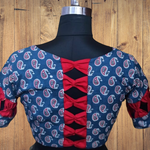 Designer Indigo readymade blouse with bow details