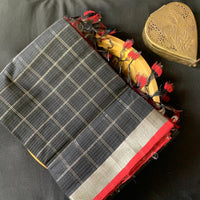 The dark knight - Handwoven Mangalgiri Cotton saree