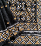 Black Dahlia - kutch hand embroidery on semi Bangalore silk
