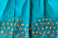 Teal Kantha embroidered blouse fabric 0.9 metre