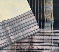 Nocturnes - Handwoven silk cotton Mangalgiri saree with Kanchi border