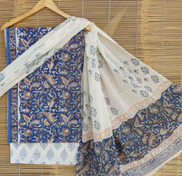 Cotton dress material, handblock printed - Sanganeri
