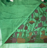 Green deal linen saree on sale