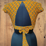 Designer Mustard blouse with bow detail