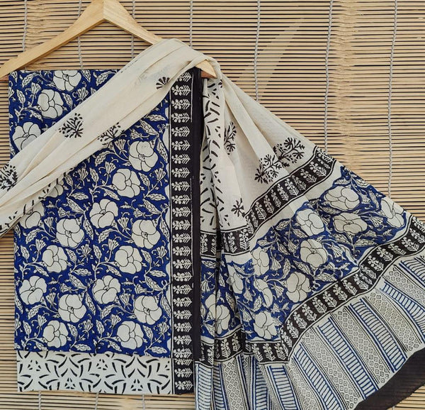 cotton dress materials Cotton dress material, handblock printed - Sanganeri