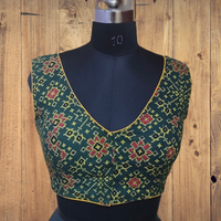 Designer Green readymade blouse with Patola print