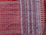 Durba - linen sari with ajrakh print