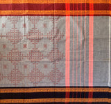 Kaja - cotton handloom saree with Kolam block prints
