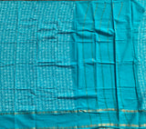 Aqua - bright aqua blue Sungudi with Tamil letters
