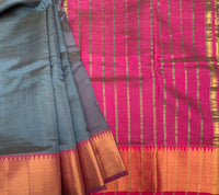 Silent & grey - handwoven Mangalgiri silk sari