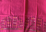Candy pink Kantha embroidered blouse fabric 0.95 metre