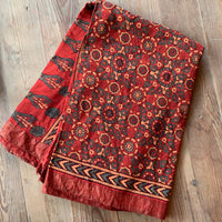 Devdari - hand block printed Ajrakh mangalgiri cotton saree