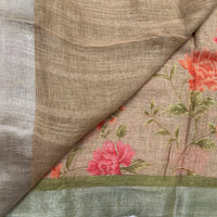 Ananya - Linen saree with floral digital print