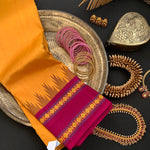 Nostalgia - yellow and maroon kanjivaram silk with thread border