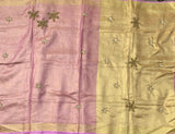Mita - metallic linen sari with Pearl hand embroidery