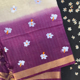 Purple sunbird - embroidered Kota saree