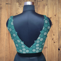 Green readymade blouse with scoop neck