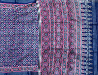 Haseena - linen sari with ajrakh print