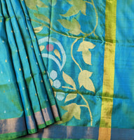 Naina- Dual toned sea green pure silk Uppada Jamdani